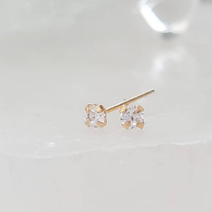 Super Tiny Diamond CZ Studs in 14k Gold - Studio Blue