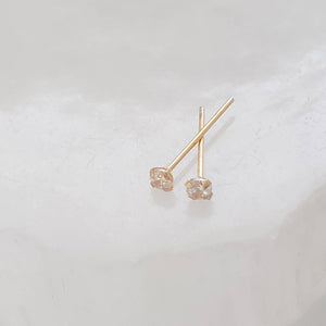 Super Tiny Diamond CZ Studs in 14k Gold - Studio Blue