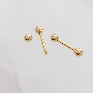 Ball Back Studs in 14K - Studio Blue