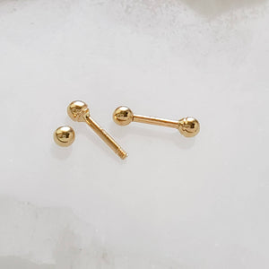 Ball Back Studs in 14K - Studio Blue