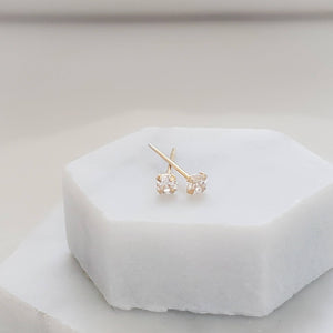 Super Tiny Diamond CZ Studs in 14k Gold - Studio Blue