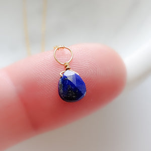 Tiny Lapis Lazuli Drop Necklace - Studio Blue