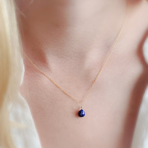 Tiny Lapis Lazuli Drop Necklace - Studio Blue