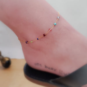 Confetti Gemstone Anklet - Studio Blue