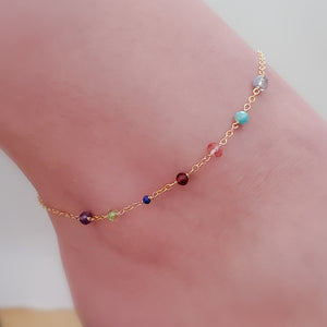 Confetti Gemstone Anklet - Studio Blue