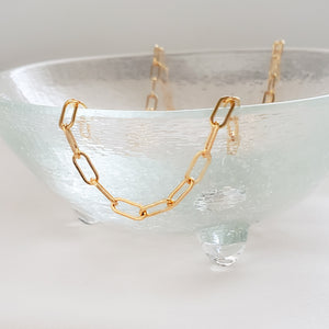 Tiny Paperclip Link Necklace - Studio Blue