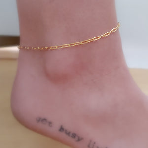 Tiny Paperclip Link Anklet - Studio Blue