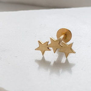 Tiny Stars Flat Back in 14k Gold - Studio Blue