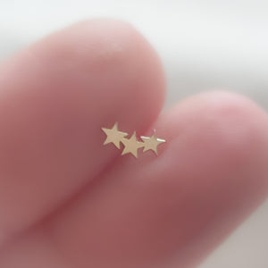 Tiny Stars Flat Back in 14k Gold - Studio Blue